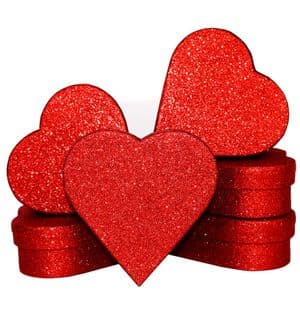 V34005 - Red Glitter Heart Mini Boxes - GBXH300.20 12/PK