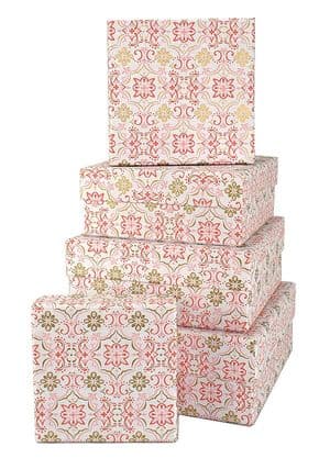V34135 - Boho Tile Pink Squ Nest of 5 Boxes - GBXS258.00/10 1/PK