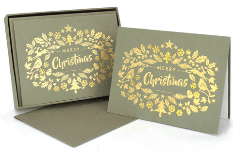 V36689 - Merry Christmas Silver Note Cards Set of 8 - NC287.82/51 6/PK