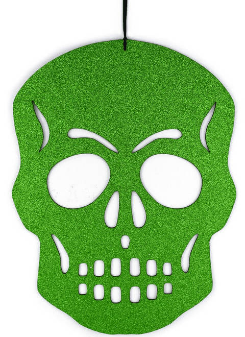 V36764 - Glitter Green Hanging Skull - SKULL.85/62G 6/PK
