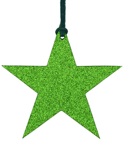 V37341 - Glitter Star Tags Green Set of 5 - GTG.STAR.62 12/PK