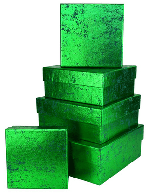 V39154 - Crush Square Nest of Boxes Green - GBXS171.65/65 1/PK
