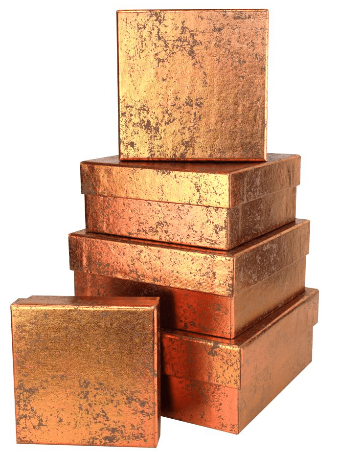 V39208 - Copper Crush Square Nest of Boxes Brown - GBXS171.75/57 1/PK