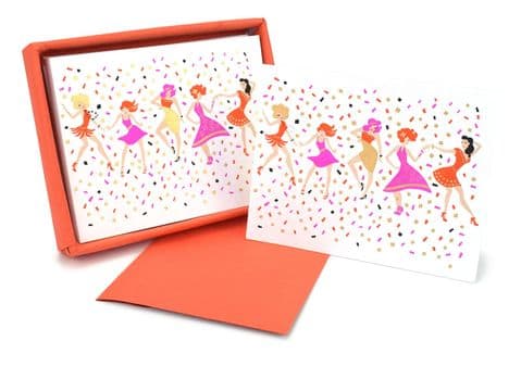 V42468 - Dancing Girls Raspberry Note Cards s/8 6/PK