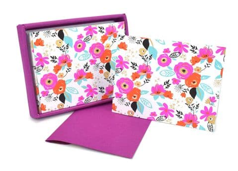 V42505 - Cote d'Azur Floral Raspberry Note Cards s/8 6/PK
