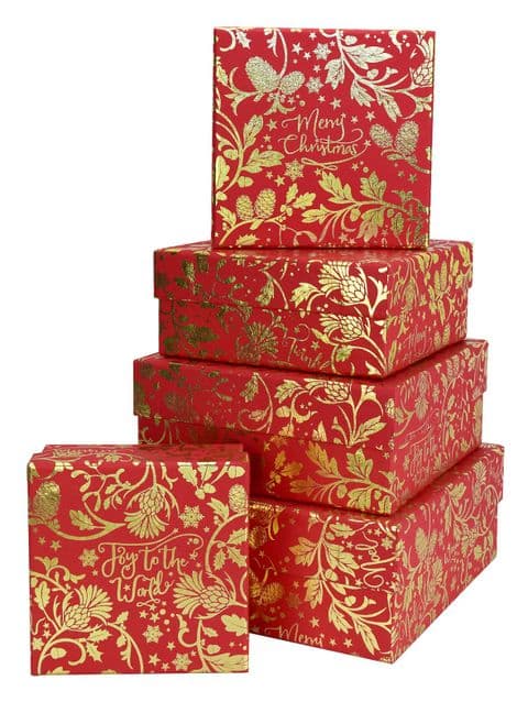 V44912 - Joy To The World Red Square Nest of Boxes 1/PK
