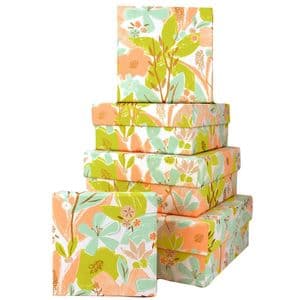 V45902 - Textured Floral Square Nest of 5 Gift Boxes 1/PK
