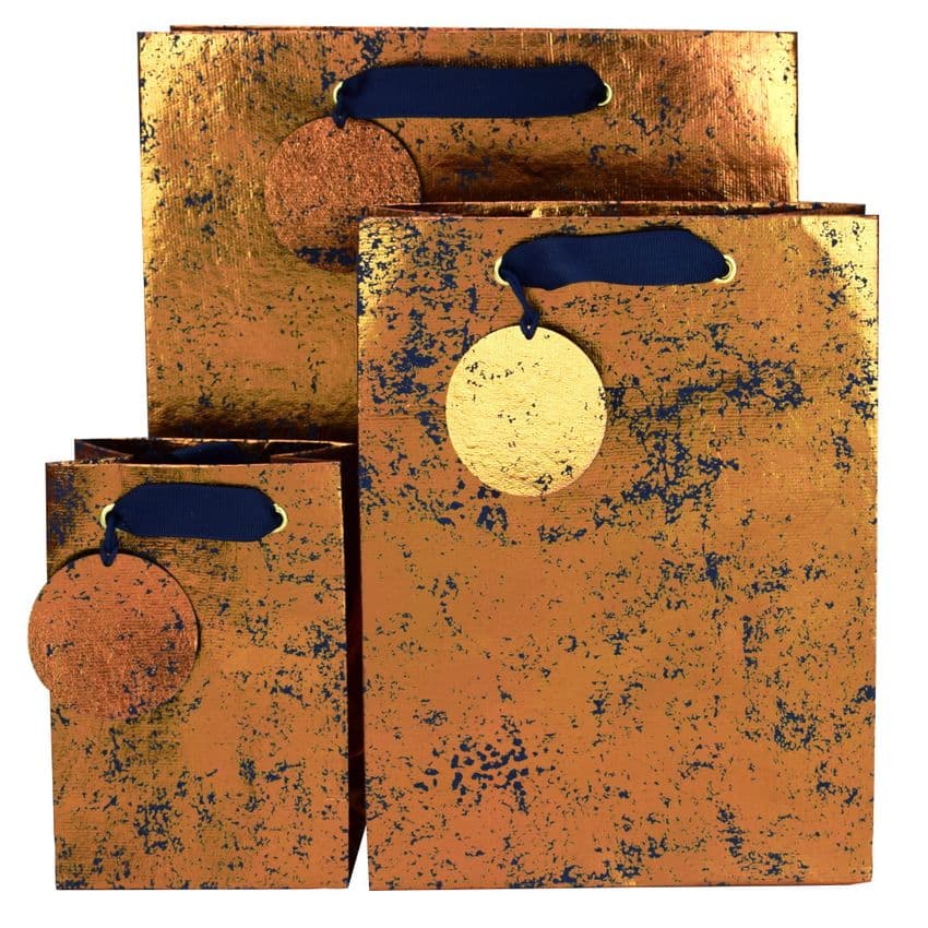 V50012; V50029; V50036 - Copper Crush on Navy Gift Bag & Tag - GBG171.46/57 10PK