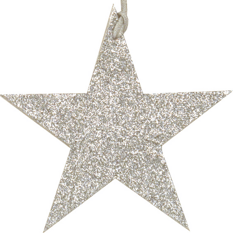 V20527 - Extra Large Glitter Star Tag Silver - GTG.StarXL.01 12/PK