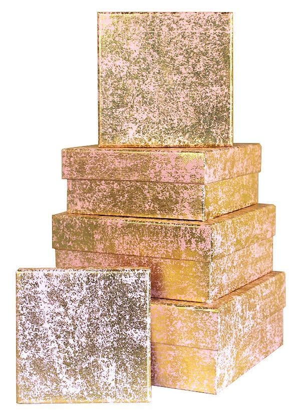 V23115 - Gold Crush on Light Pink Square Nest of 5 Boxes - GBXS171.10/51 1/PK