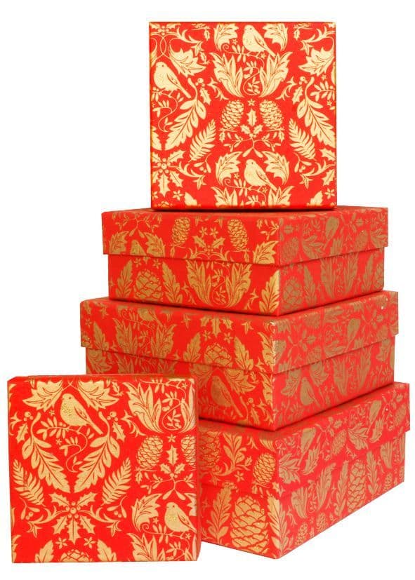 V26703 - Ruskin Red Square Nest of 5 Boxes   GBXS208.20 1/PK