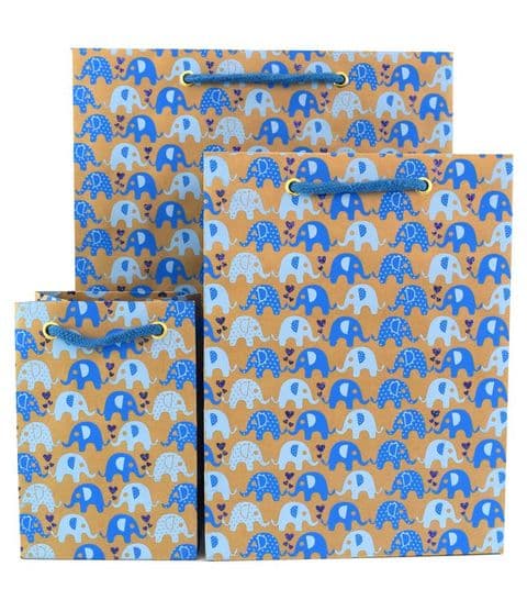 V31004; V30984; V30960 - Mini Ellies Blue Gift Bags - GBG230.100/48 10/PK