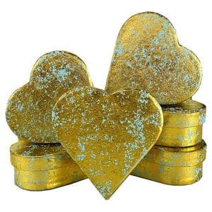 V33978 - Gold Crush on Mint Heart Mini Boxes - GBXH171.43/51 12/PK