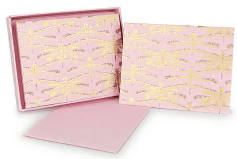 V36610 - Dragonfly Pink Note Cards Set of 8 - NC283.10/10 6/PK