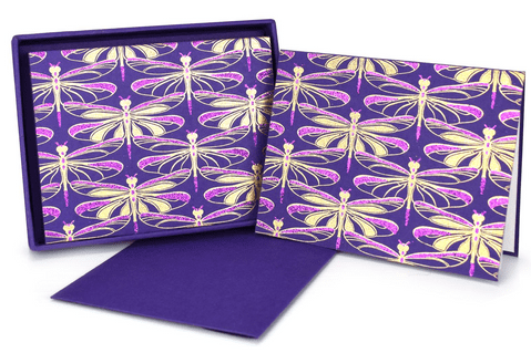 V36627 - Dragonfly Purple Note Cards Set of 8 - NC283.35/35 6/PK
