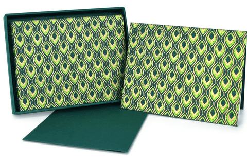 V36719 - Mini Feathers Green Note Cards Set of 8 - NC301.65/65 6/PK