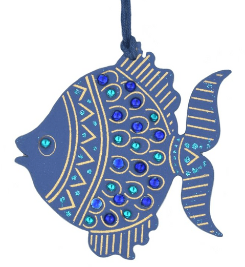 V37242 - Laser Cut Fish Blue Decoration - LCFISH.48 12/PK