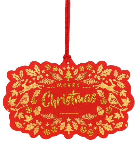 V37730 - Merry Christmas Red Tags Set of 4 - GT287.20/51 12/PK