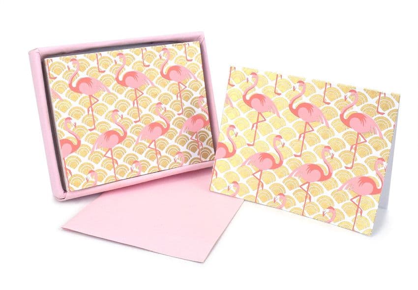 V42413 - Flamingo Teaberry Note Cards s/8 6/PK