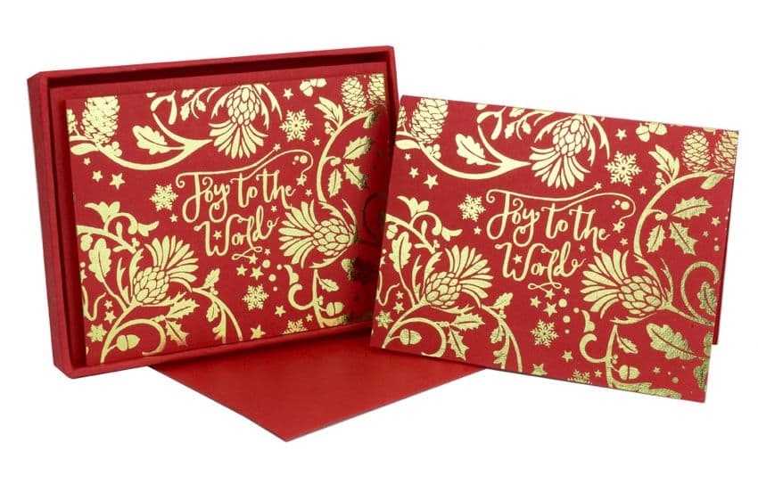 V44264 - Joy to the World Red Note Cards Set of 8 6/PK