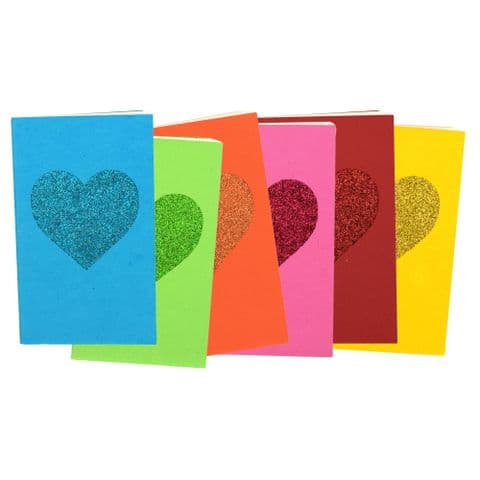 V46404 - Glitter Heart Rainbow Paper Journal S/6 4/PK