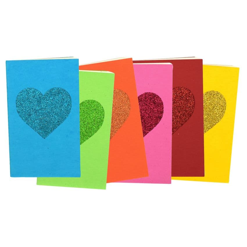 V46404 - Glitter Heart Rainbow Paper Journal S/6 4/PK