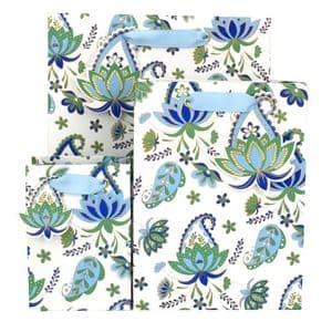 V51040, V51057, V51064 - Paisley Floral Blue Gift Bag & Tag - GBG472.00/48 10/PK