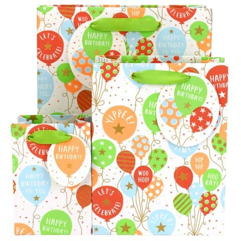 V51132, V51149, V51156 - Birthday Balloons Gift Bag & Tag - GBG467.00 10/PK