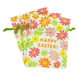 V51477 - Happy Easter Cotton Treat Bags S/3 - CEATREAT475 6/PK