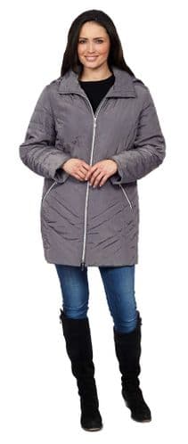 ❤️ Up to Plus ❤️ Womens Charcoal Quilted Hooded Coat db188