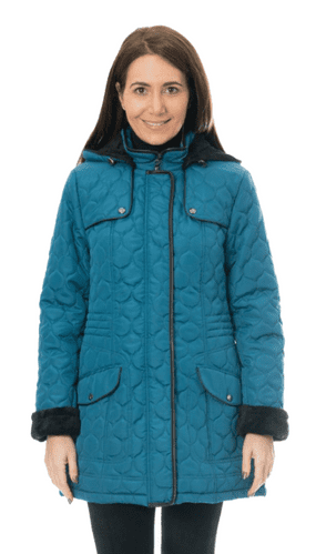 ❤️ Up to Plus ❤️ Womens Fleece Lined Hooded Quilted Petrol Coat db218
