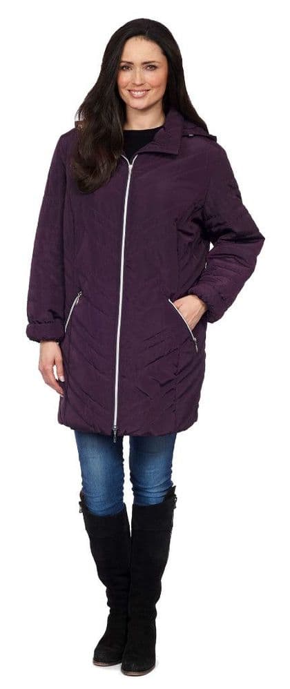 ❤️ Up to Plus ❤️ Womens Purple Quilted Hooded Coat db188