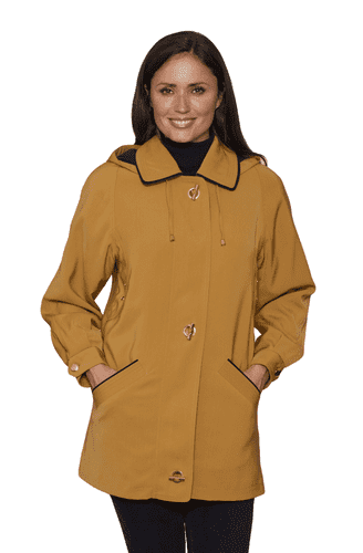 Ladies Long Hooded Gold Rain Jacket db897