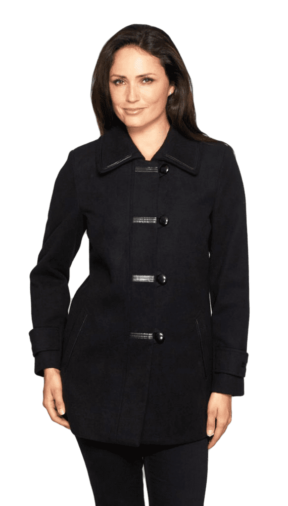 Womens Black Leatherette Trim Jacket K927