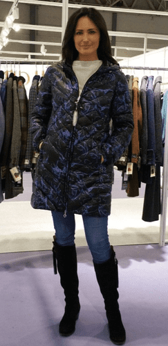 Womens Black Print Feather Down Ultra Light Quilted Coat db724