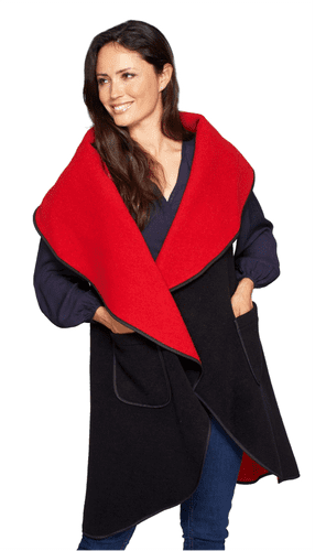 Womens Black Reversible Sleeveless Wrap Coat K1660R