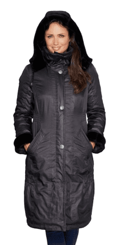 Womens Black Warm Quilted Hooded Winter Coat db5002