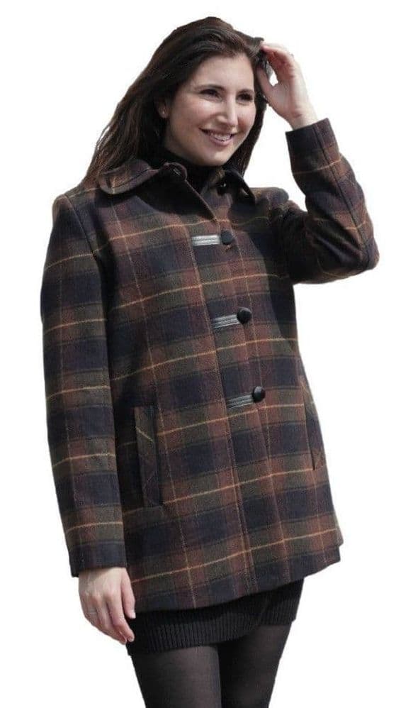 Womens Brown Check Leatherette Trim Jacket K927