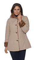 Womens Camel Luxury Soft Touch Padded Animal Print Jacket db4002