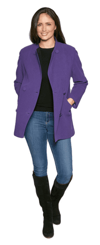 Womens Cashmere Wool Classic Lady Short Purple Coat K414C