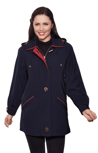 Womens Classic Hooded Navy Rain Jacket db897
