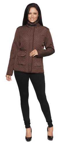 Womens Diamond Quilted Short Brown Jacket db853