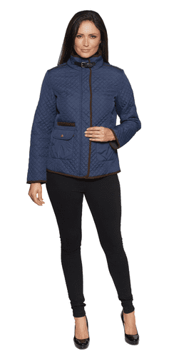 Womens Diamond Quilted Short Navy Jacket db853