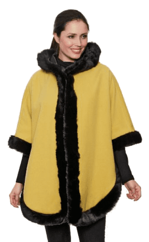Womens Lime Faux Cashmere Cape With Hood K1334
