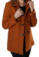Womens Long Faux Wool Orange Jacket K927