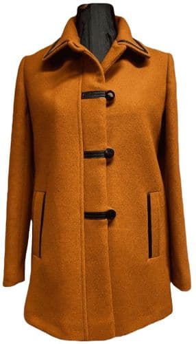 Womens Long Faux Wool Orange Jacket K927