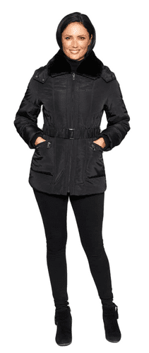 Womens Long Warm Padded Black Jacket db969