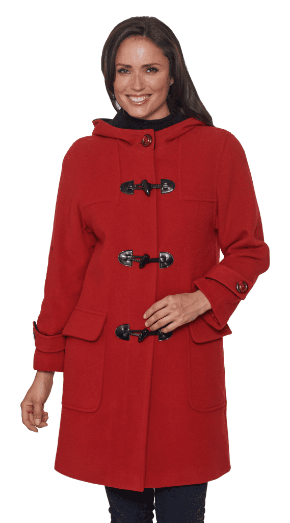 Womens Luxury Cashmere Wool Red Duffle Coat K7020