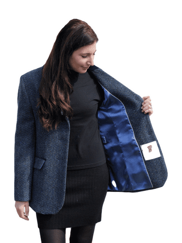 Womens Luxury Harris Tweed Carloway Blue Blazer Jacket K444H