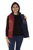 Womens Luxury Quilted Feather Down Burgundy Navy Gilet db324